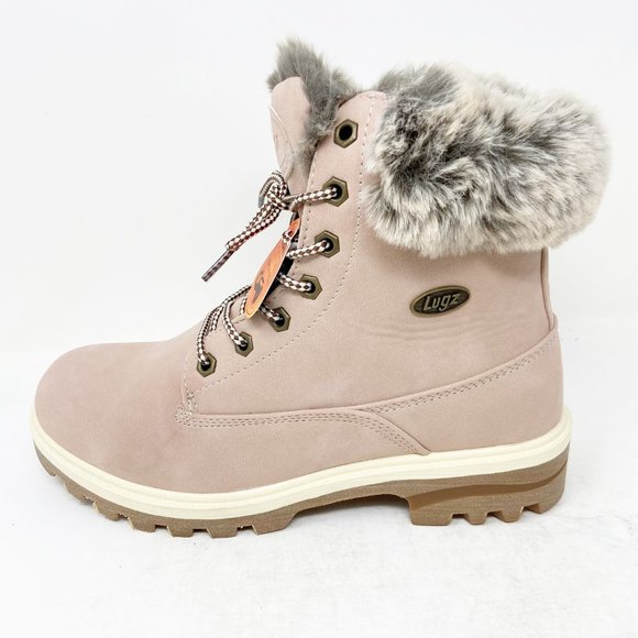 Lugz Womens Soft Pink Empire High Faux Fur Slip Resistant Boots